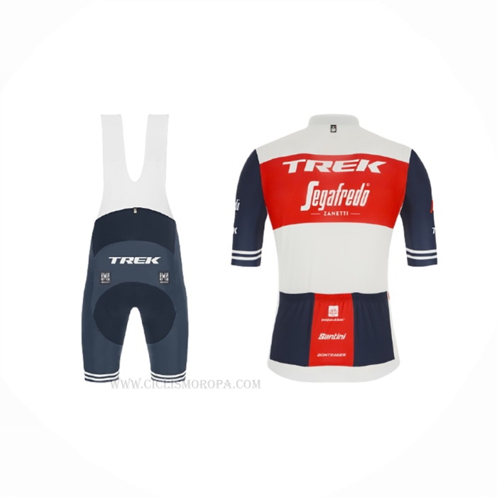 2021 Ropa Ciclismo Trek Segafredo Blanco Profundo Azul Mangas Corta y Culotte Corto